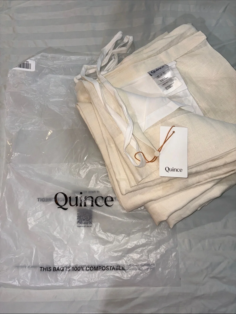 Quince European Luxe Linen Curtain Panel Ivory 48x120 (one panel)